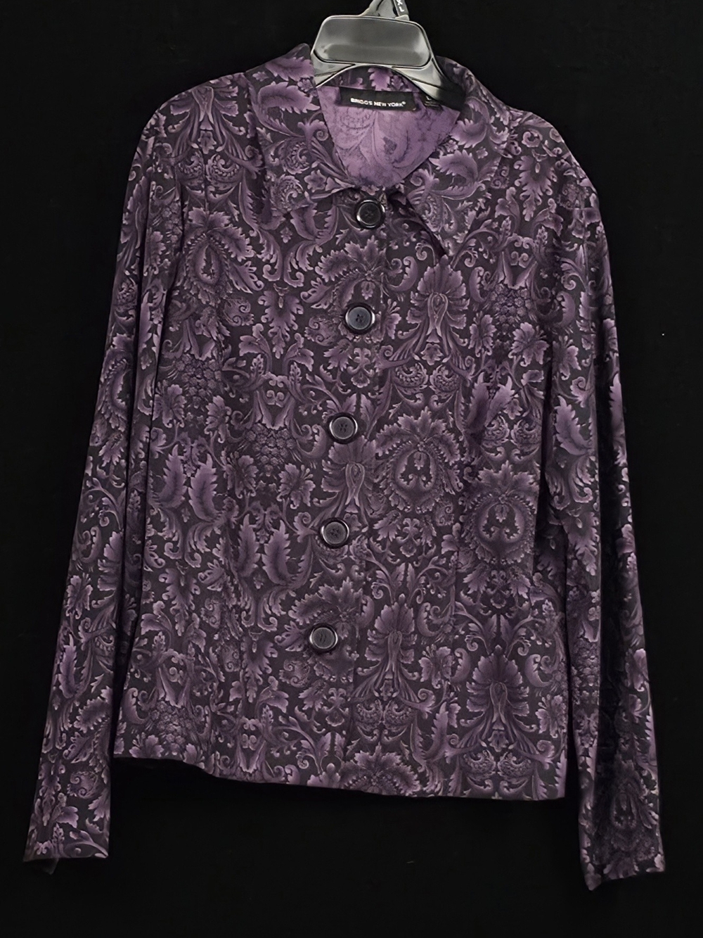 #83 Briggs New York XL Purple Paisley Button Front Jacket